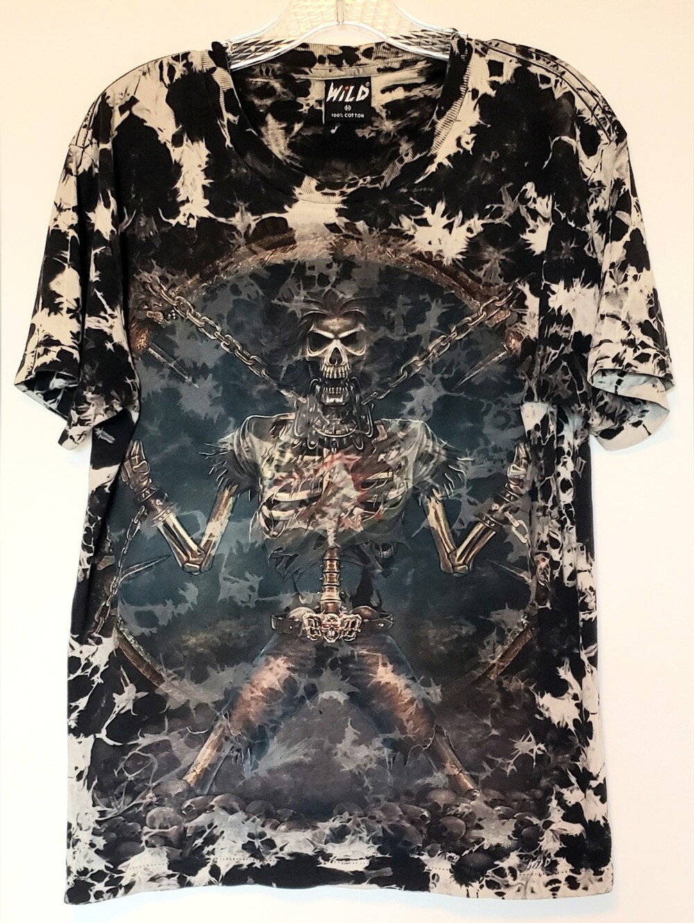 Vintage Y2K Wild Brand skeleton goth streetwear Bike Rider mens graphic T Shirt